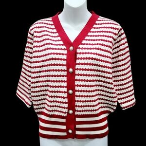 2/$20 Y2K Red & White Buttons Down Sweater Cardigan